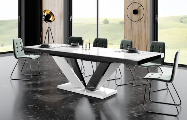 Stół rozkładany VIVA 2 160 - Biały / Czarny (nogi mieszane)